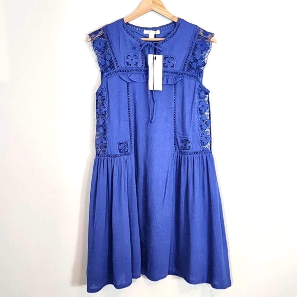 NWT Anthropologie See U Soon Crochet Lace Ruffle Drop Waist Boho Dress SZ Small